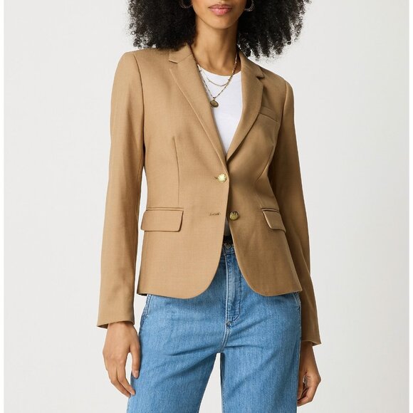 New J.Crew Schoolboy Gold Button Blazer Camel 8, M $238 - Picture 1 of 9